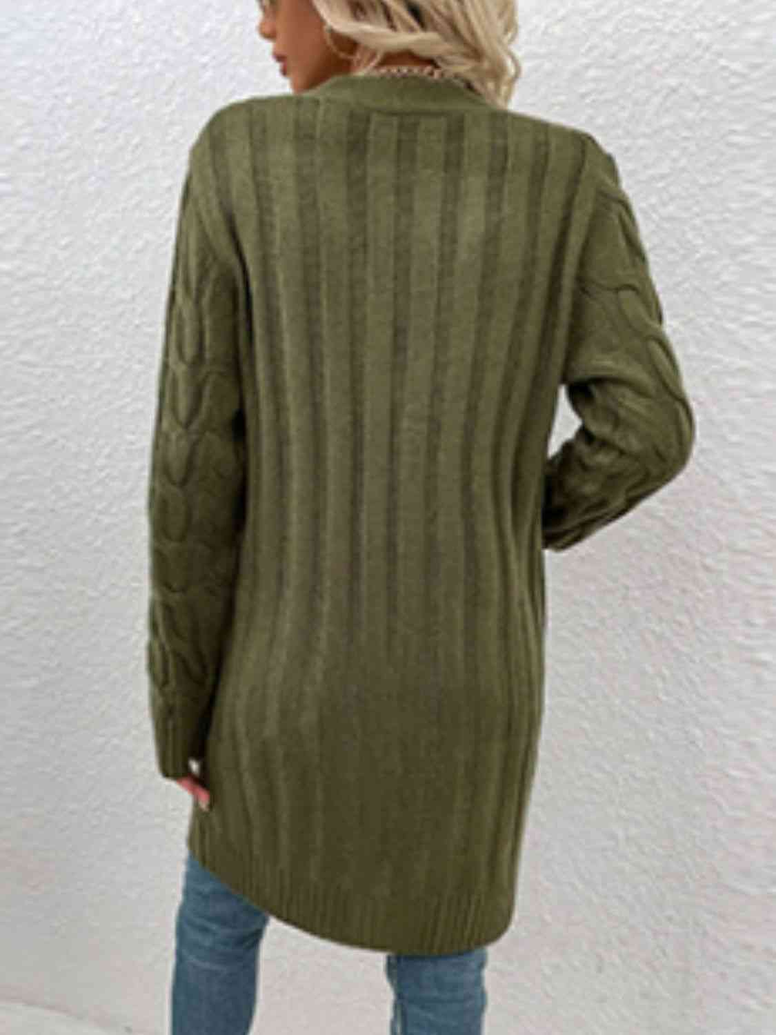 Cable - Knit Button Down Cardigan with Pockets - Loulou Boutique