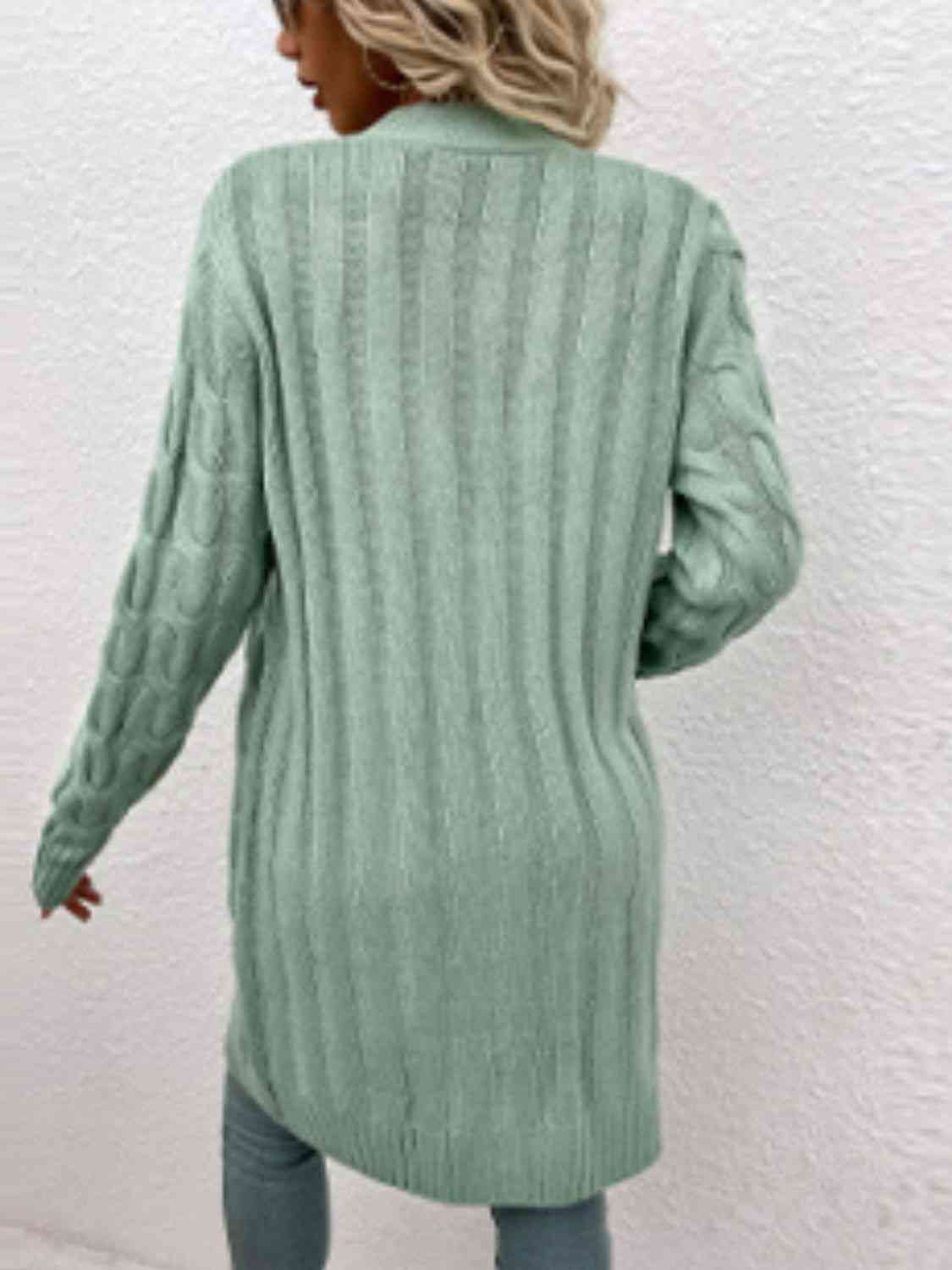 Cable - Knit Button Down Cardigan with Pockets - Loulou Boutique