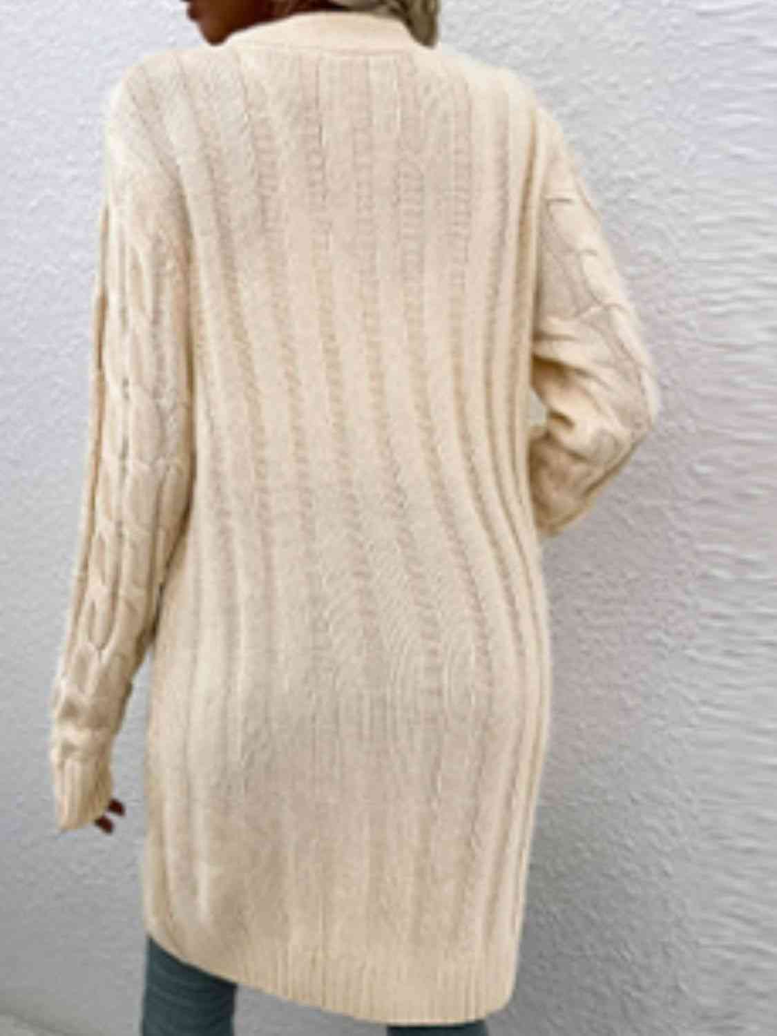 Cable - Knit Button Down Cardigan with Pockets - Loulou Boutique