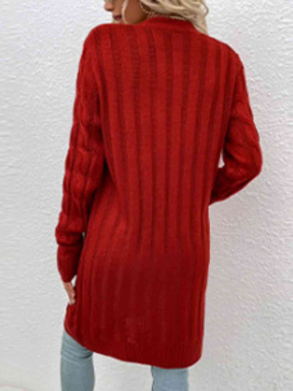 Cable - Knit Button Down Cardigan with Pockets - Loulou Boutique