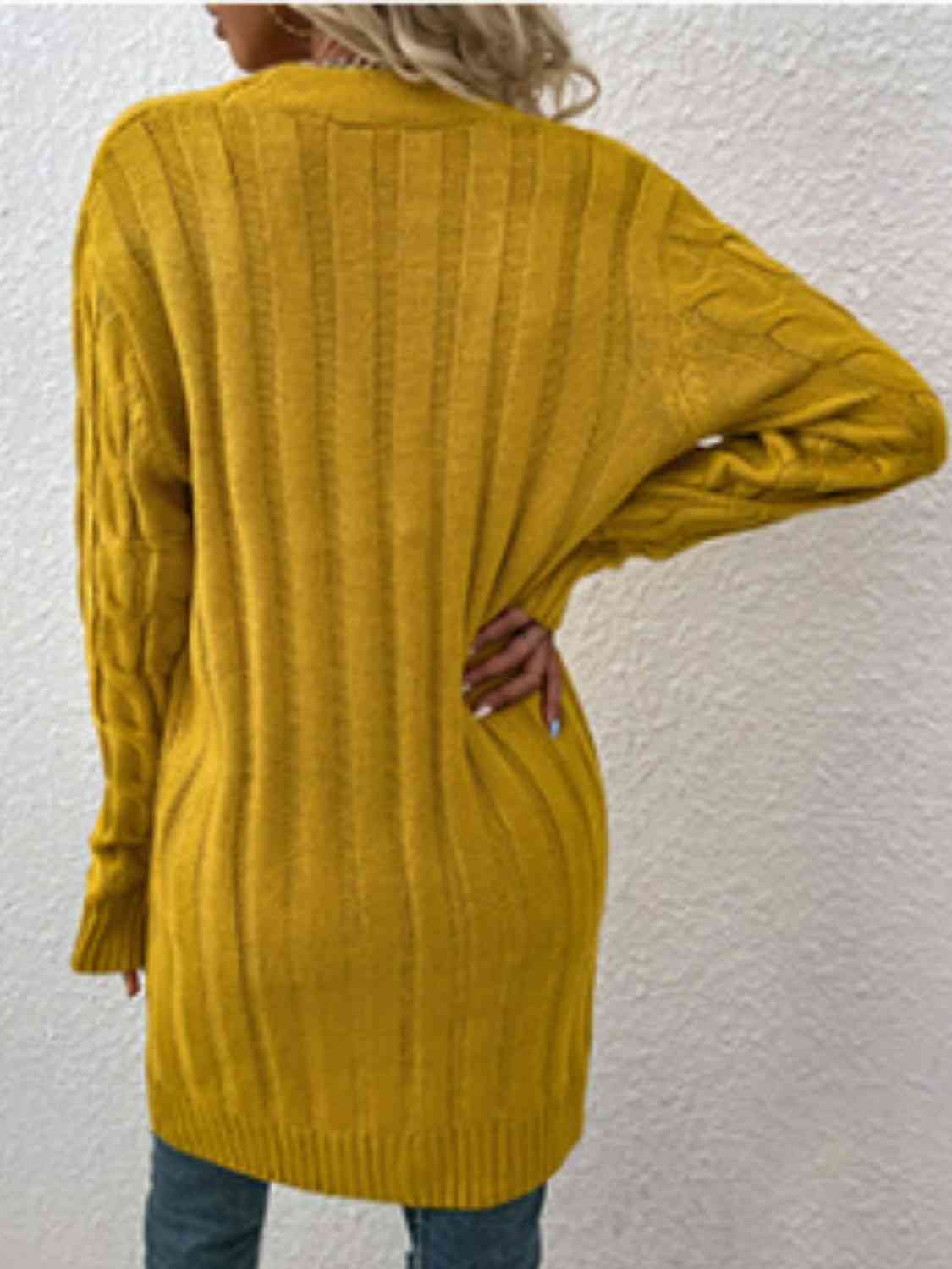 Cable - Knit Button Down Cardigan with Pockets - Loulou Boutique