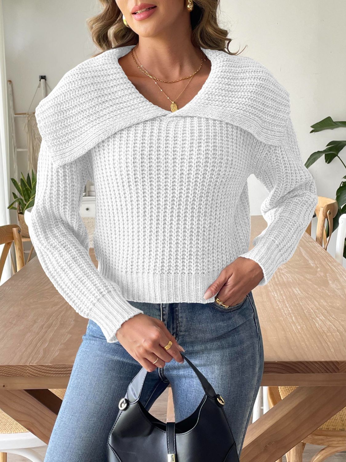 Cable - Knit Long Sleeve Sweater - Loulou Boutique