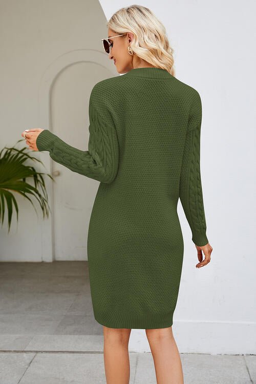 Cable - Knit Long Sleeve Sweater Dress - Loulou Boutique