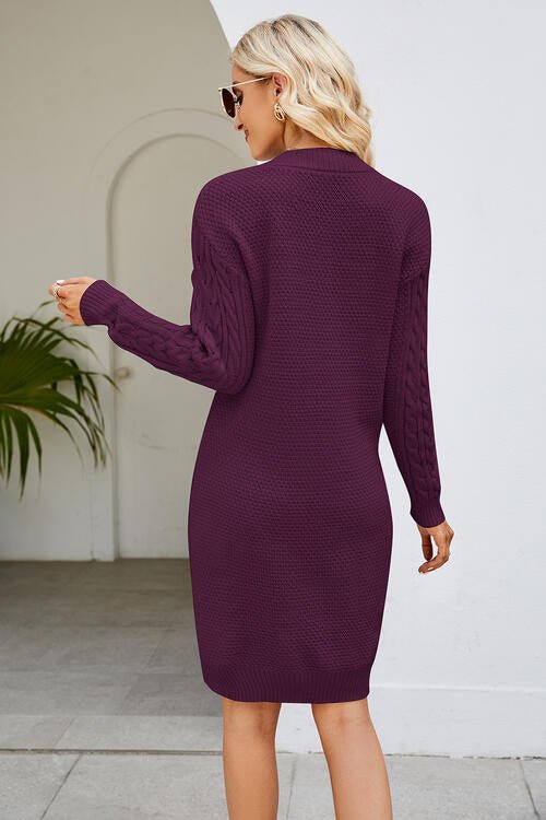 Cable - Knit Long Sleeve Sweater Dress - Loulou Boutique