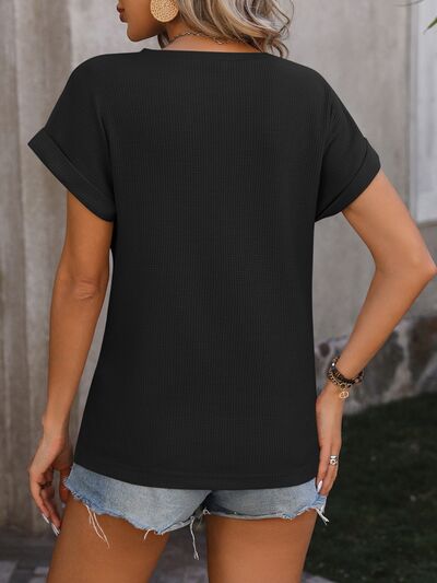 Cable - Knit Round Neck Short Sleeve T - Shirt - Loulou Boutique