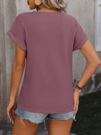 Cable - Knit Round Neck Short Sleeve T - Shirt - Loulou Boutique