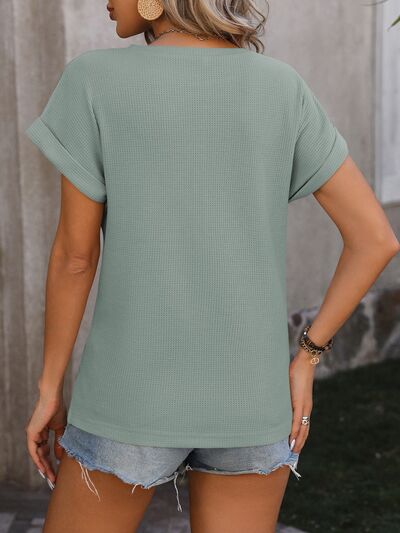 Cable - Knit Round Neck Short Sleeve T - Shirt - Loulou Boutique