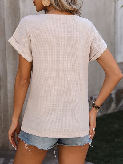 Cable - Knit Round Neck Short Sleeve T - Shirt - Loulou Boutique