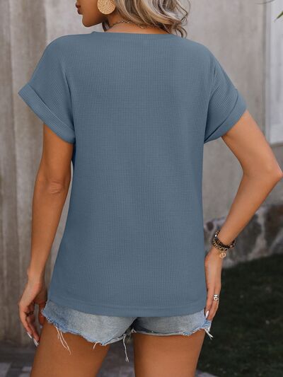 Cable - Knit Round Neck Short Sleeve T - Shirt - Loulou Boutique