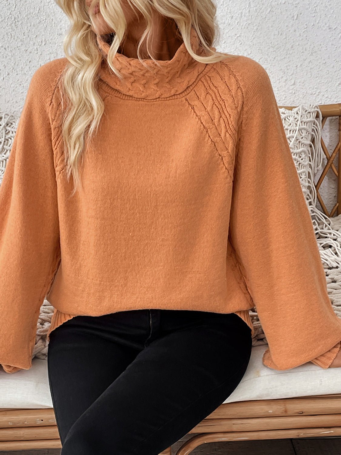 Cable - Knit Turtleneck Long Sleeve Sweater - Loulou Boutique