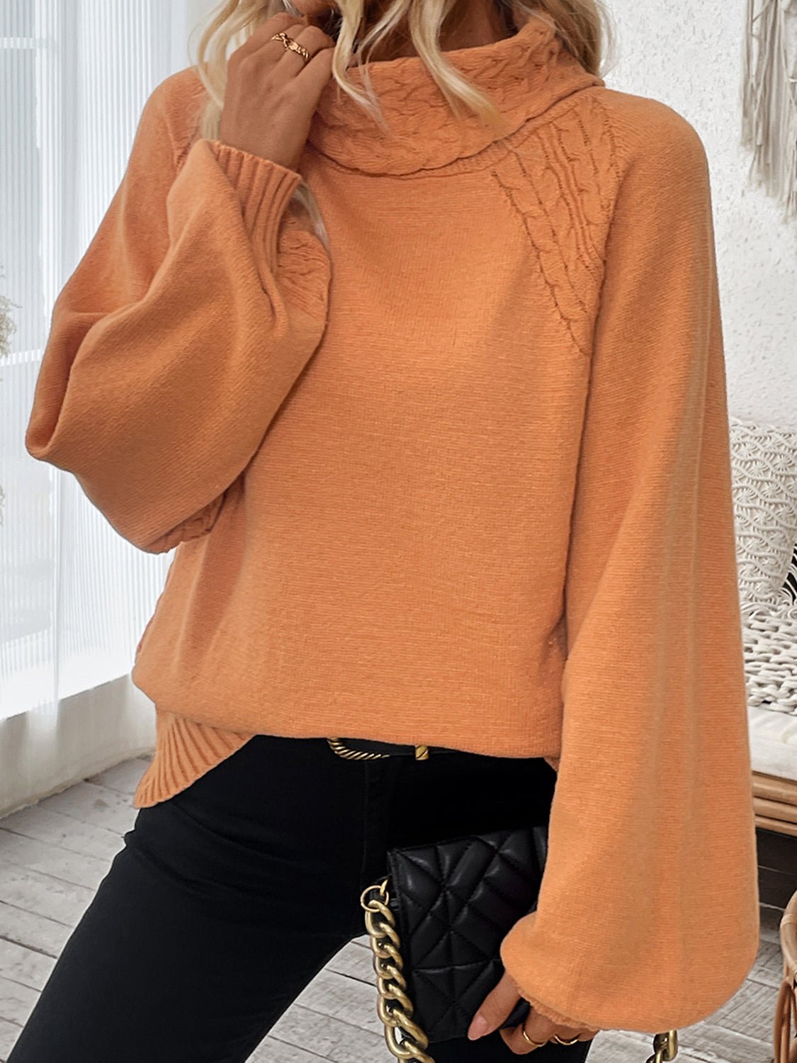 Cable - Knit Turtleneck Long Sleeve Sweater - Loulou Boutique