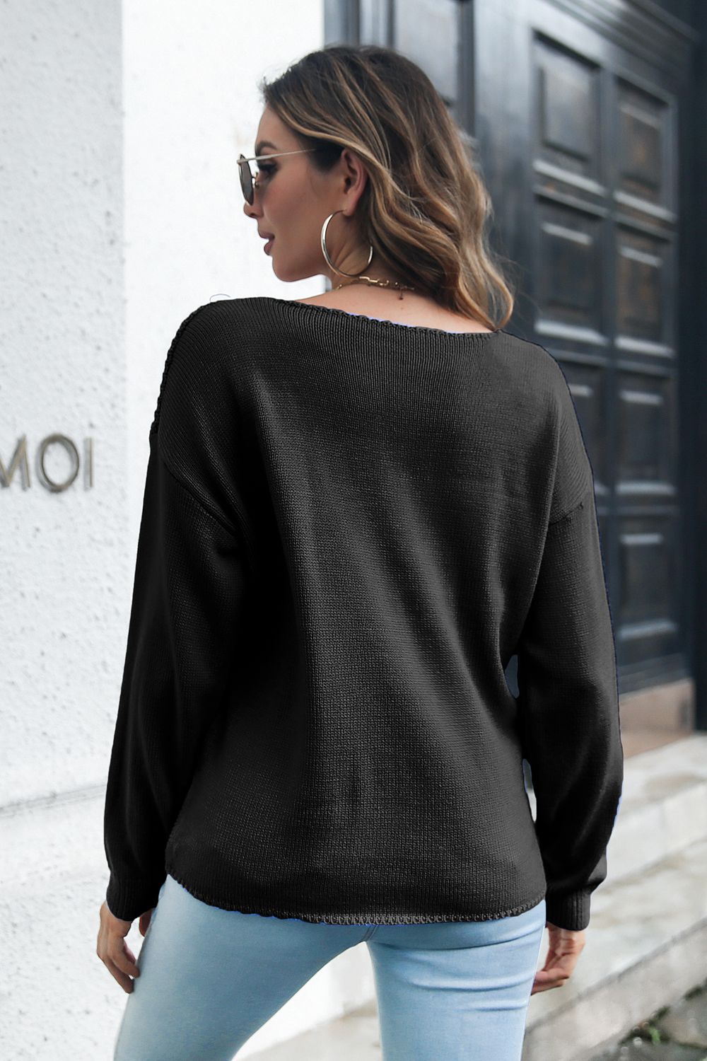 Cable - Knit V - Neck Sweater - Loulou Boutique