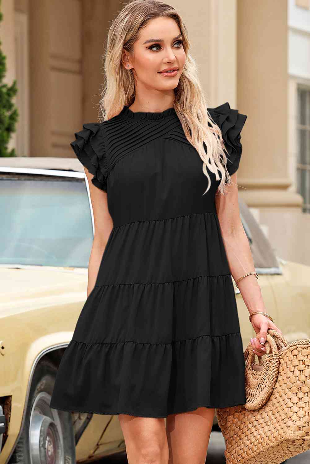 Cap Sleeve Tiered Mini Dress - Loulou Boutique