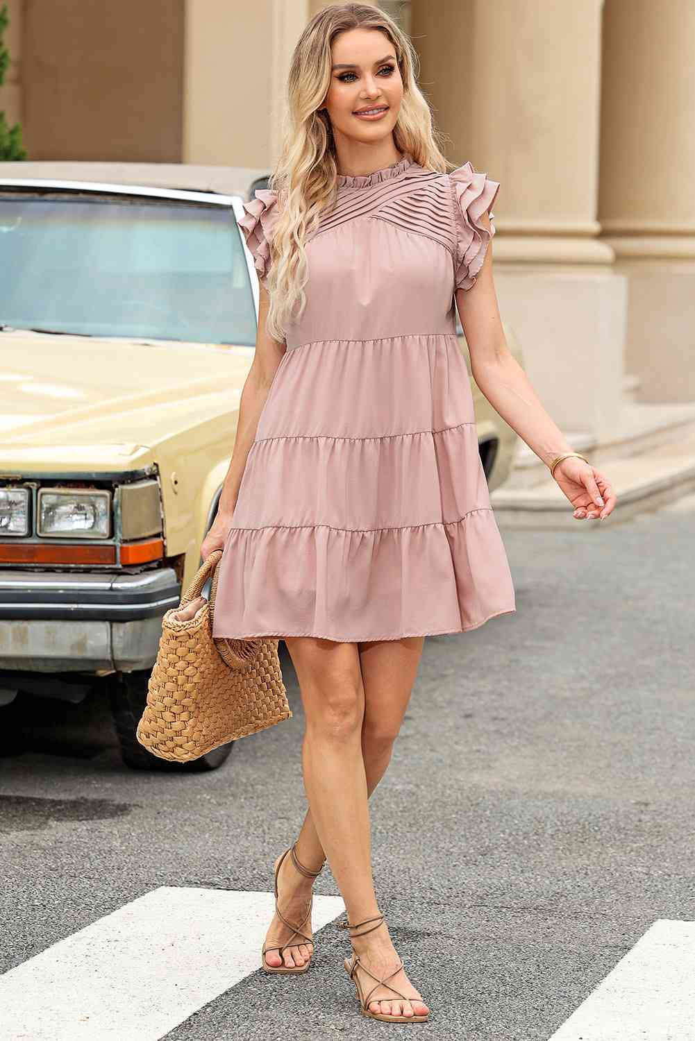 Cap Sleeve Tiered Mini Dress - Loulou Boutique