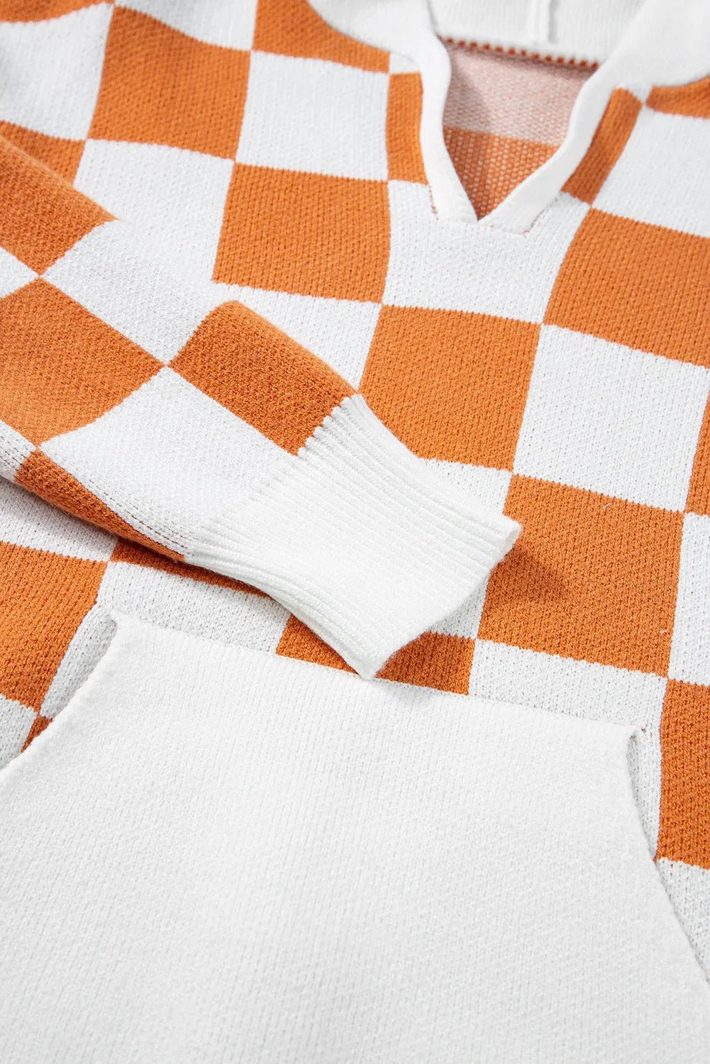 Checkered Long Sleeve Hooded Sweater - Loulou Boutique