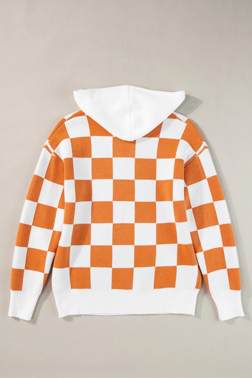 Checkered Long Sleeve Hooded Sweater - Loulou Boutique