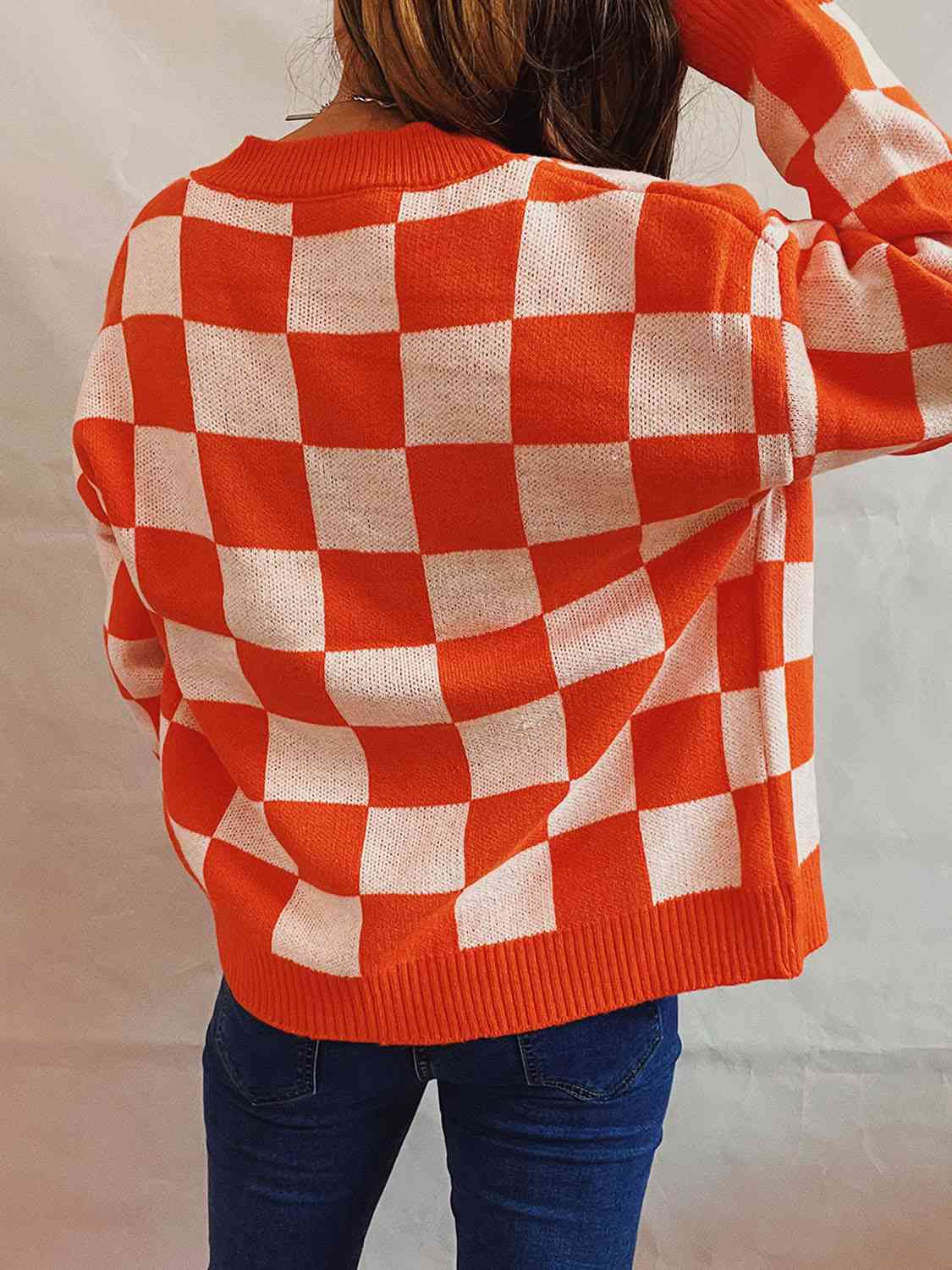 Checkered Open Front Button Up Cardigan - Loulou Boutique
