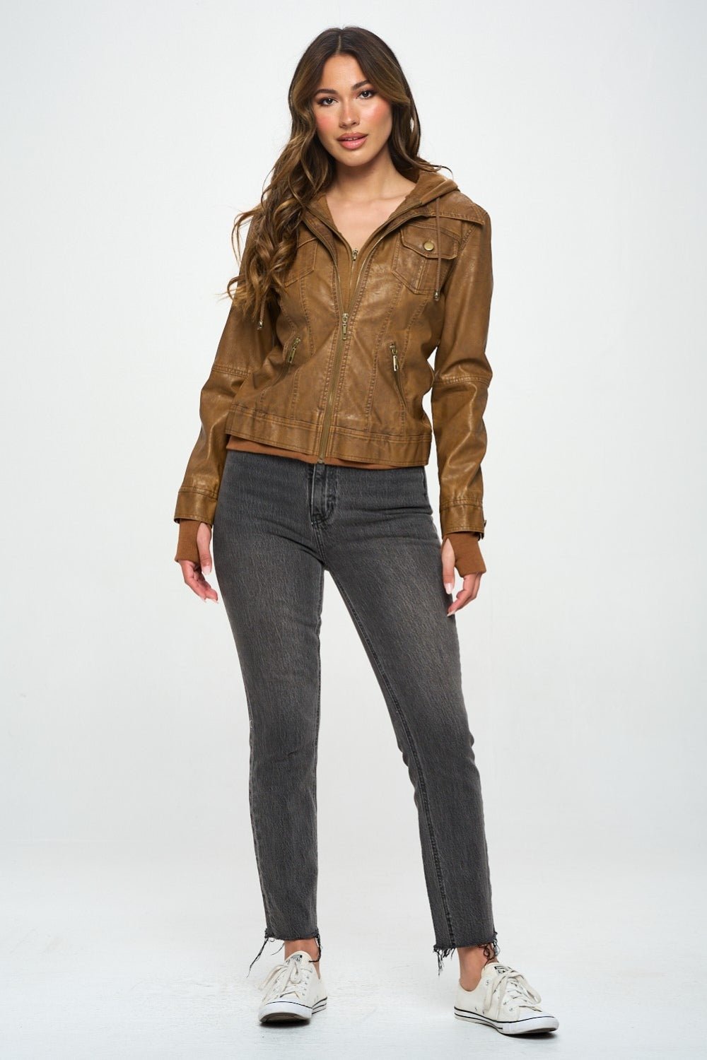Coalition LA Double Zip Hooded Long Sleeve Jacket - Loulou Boutique