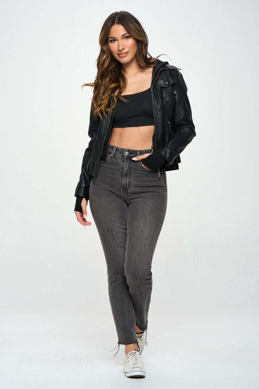 Coalition LA Double Zip Hooded Long Sleeve Jacket - Loulou Boutique