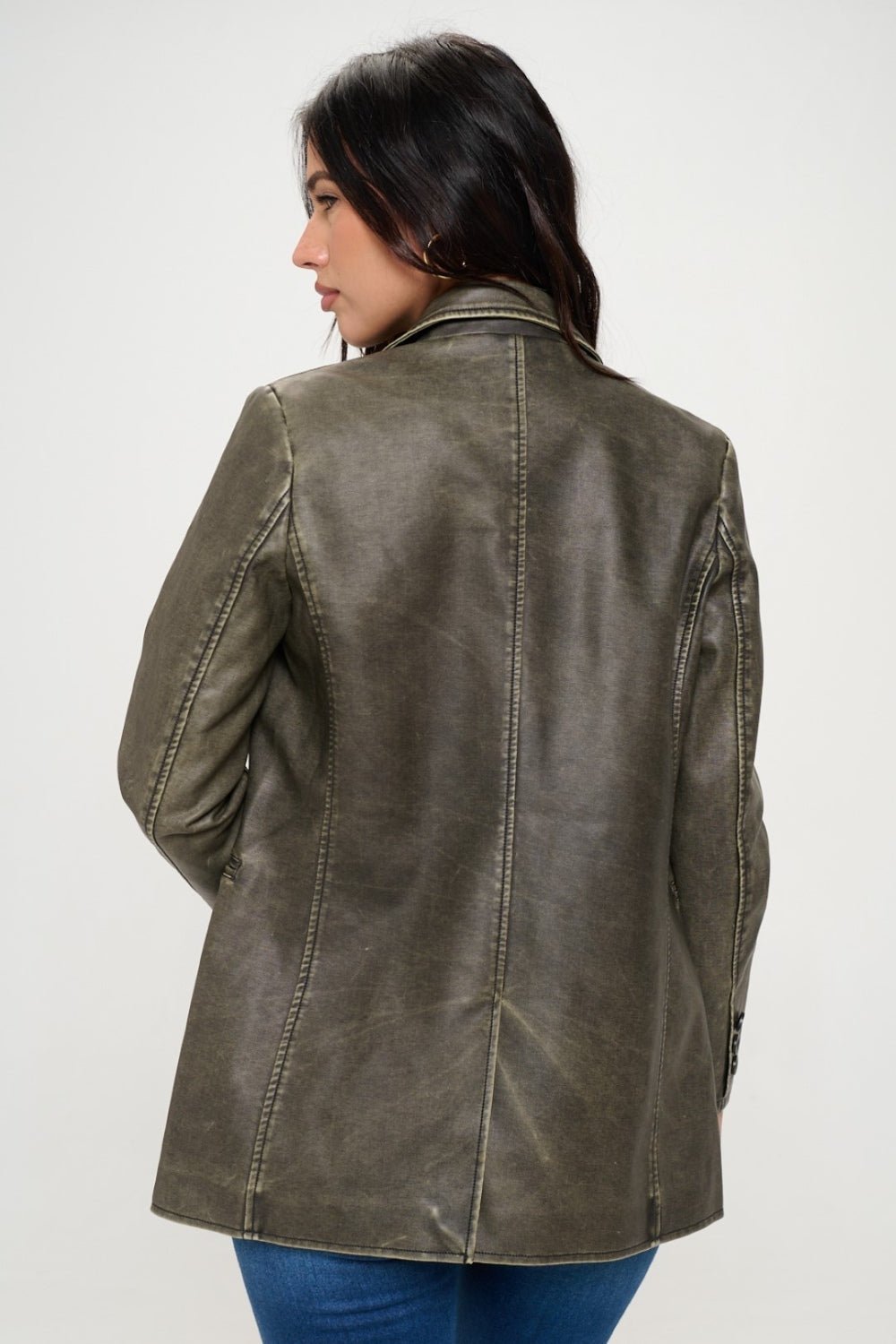 Coalition LA Single - Breasted Vegan Leather Blazer - Loulou Boutique