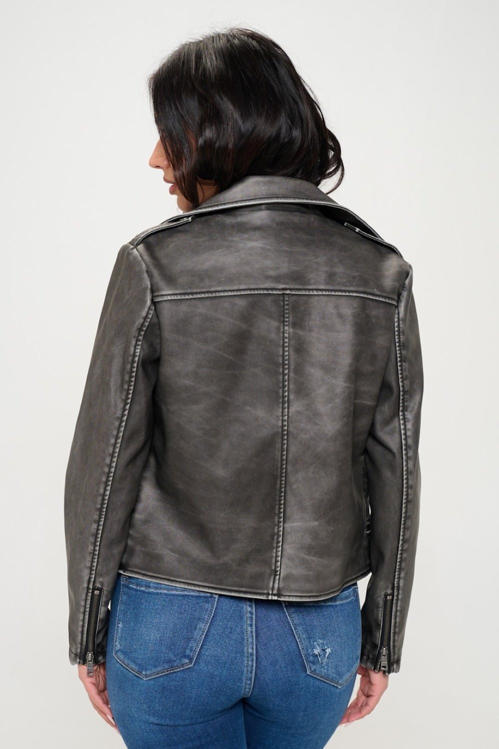 Coalition LA Zip Up Biker Jacket with Belt - Loulou Boutique