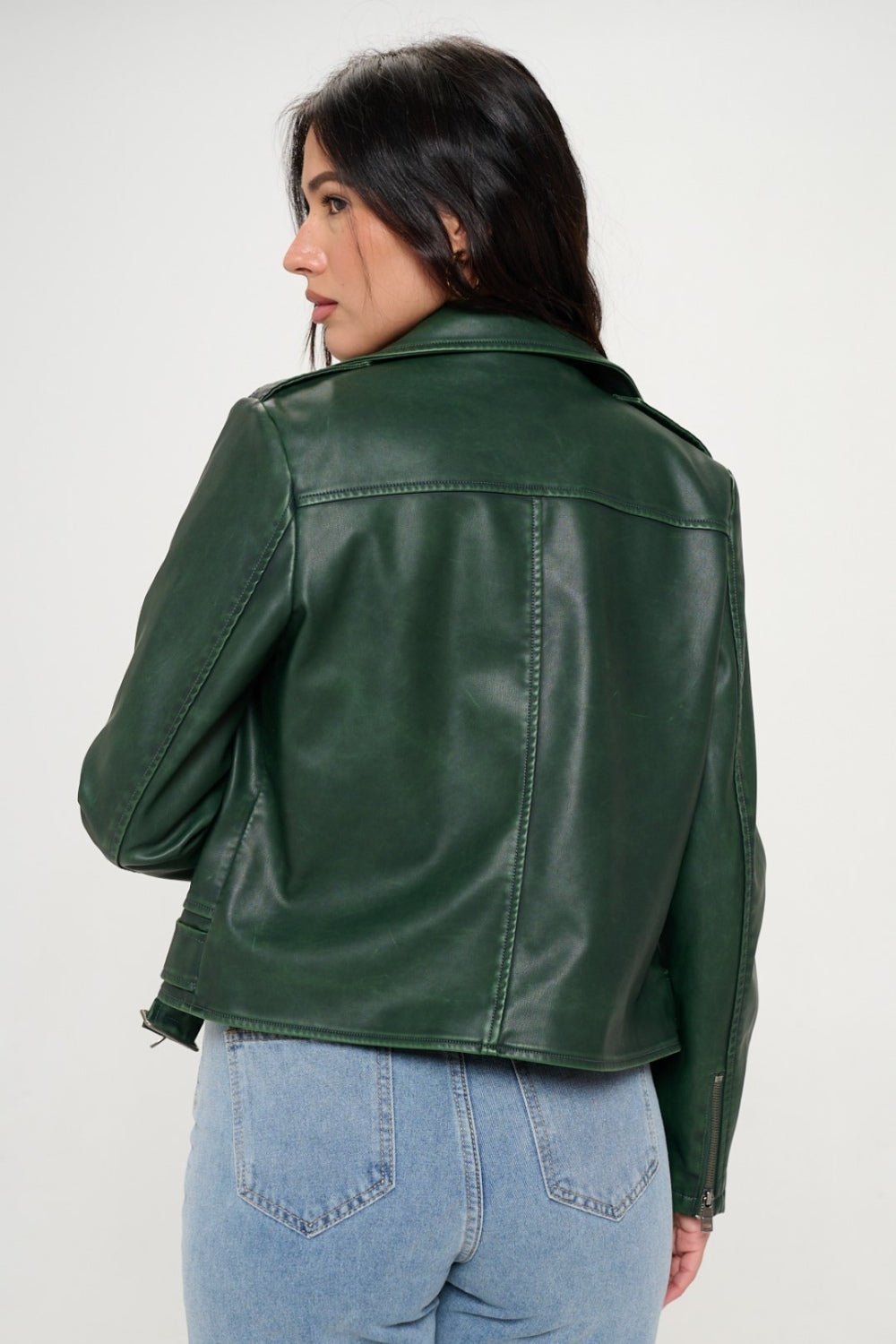 Coalition LA Zip Up Biker Jacket with Belt - Loulou Boutique