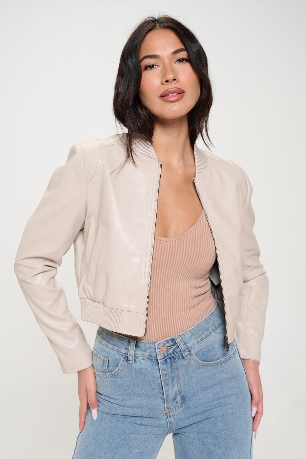 Coalition LA Zip Up Cropped Bomber Jacket - Loulou Boutique