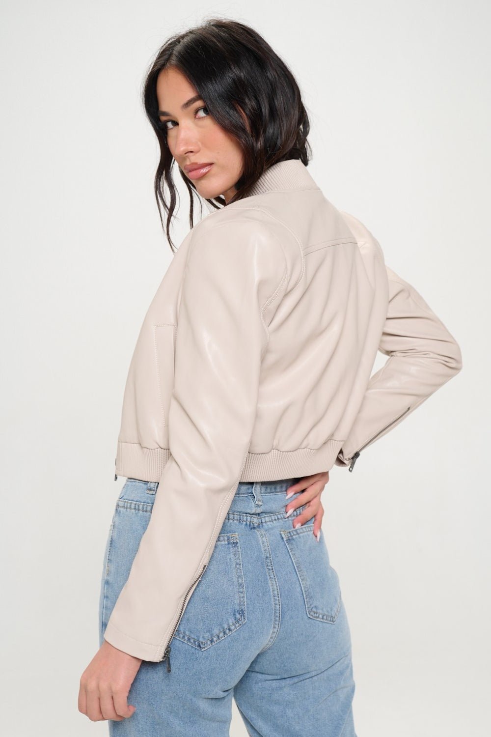 Coalition LA Zip Up Cropped Bomber Jacket - Loulou Boutique