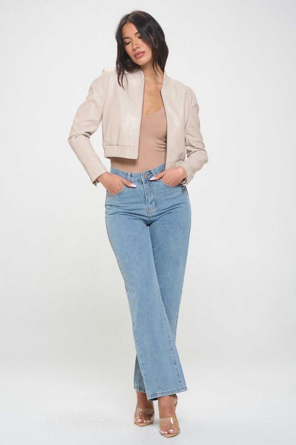 Coalition LA Zip Up Cropped Bomber Jacket - Loulou Boutique