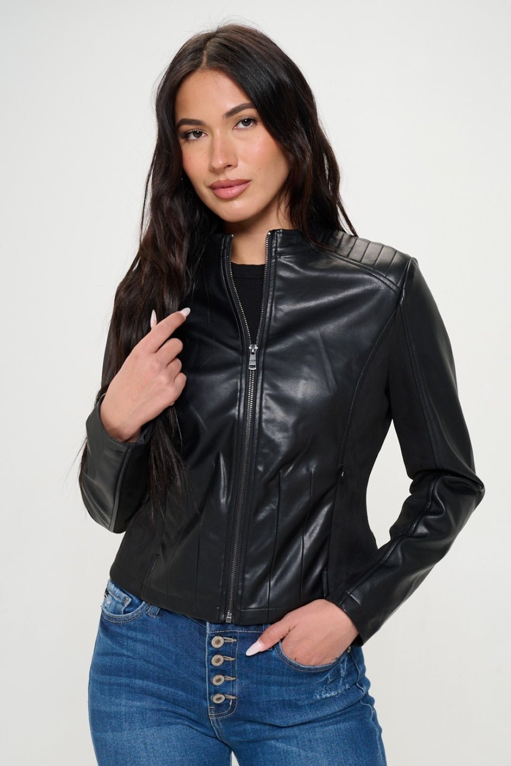 Coalition LA Zip Up Vegan Moto Jacket - Loulou Boutique