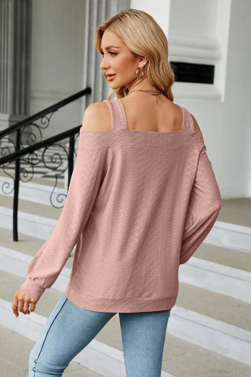 Cold Shoulder Square Neck Cutout Blouse - Loulou Boutique