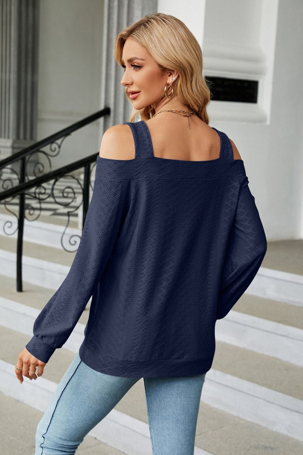 Cold Shoulder Square Neck Cutout Blouse - Loulou Boutique