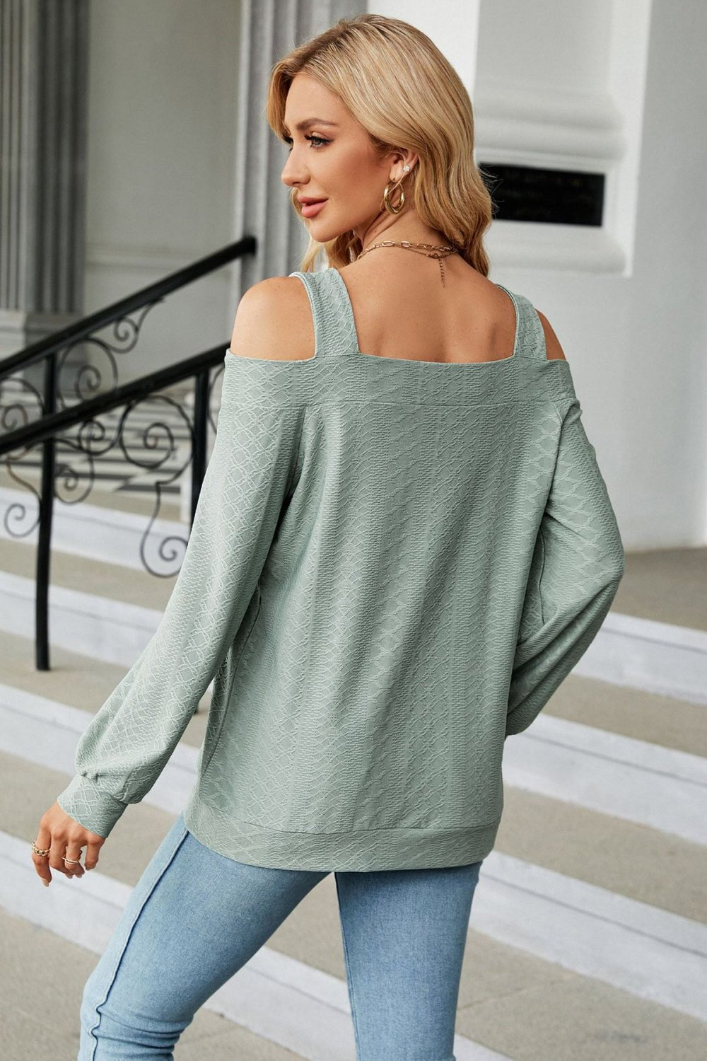 Cold Shoulder Square Neck Cutout Blouse - Loulou Boutique