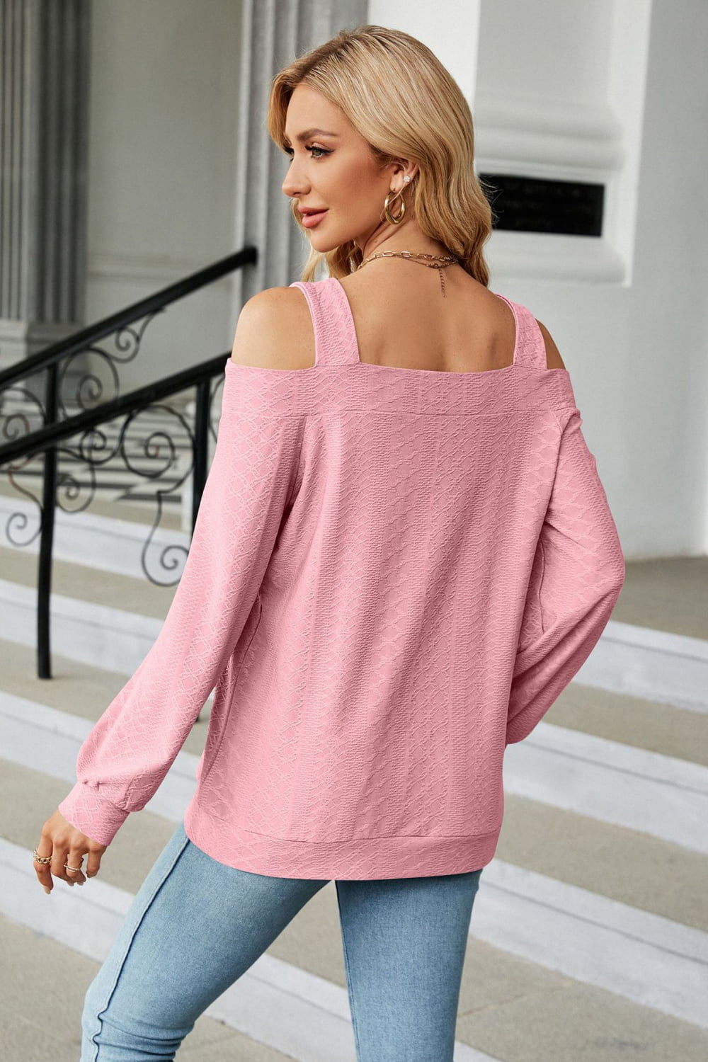 Cold Shoulder Square Neck Cutout Blouse - Loulou Boutique