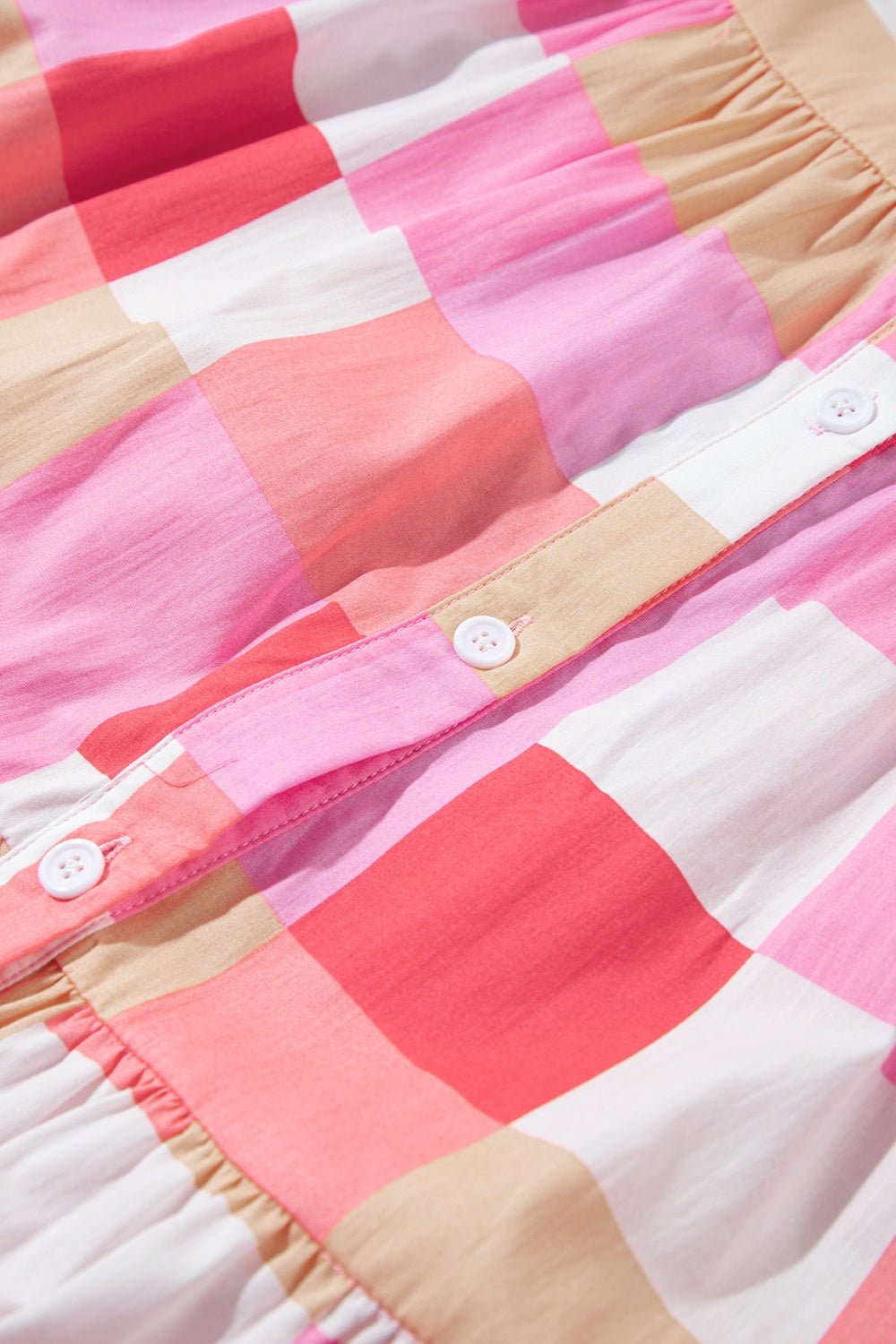 Color Block Button Up Short Sleeve Mini Dress - Loulou Boutique