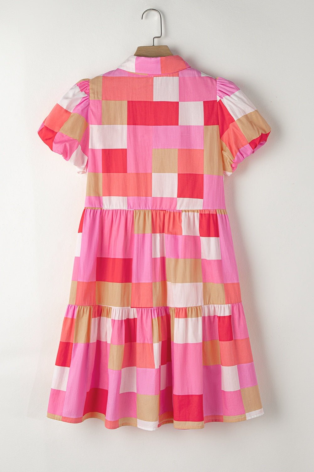 Color Block Button Up Short Sleeve Mini Dress - Loulou Boutique