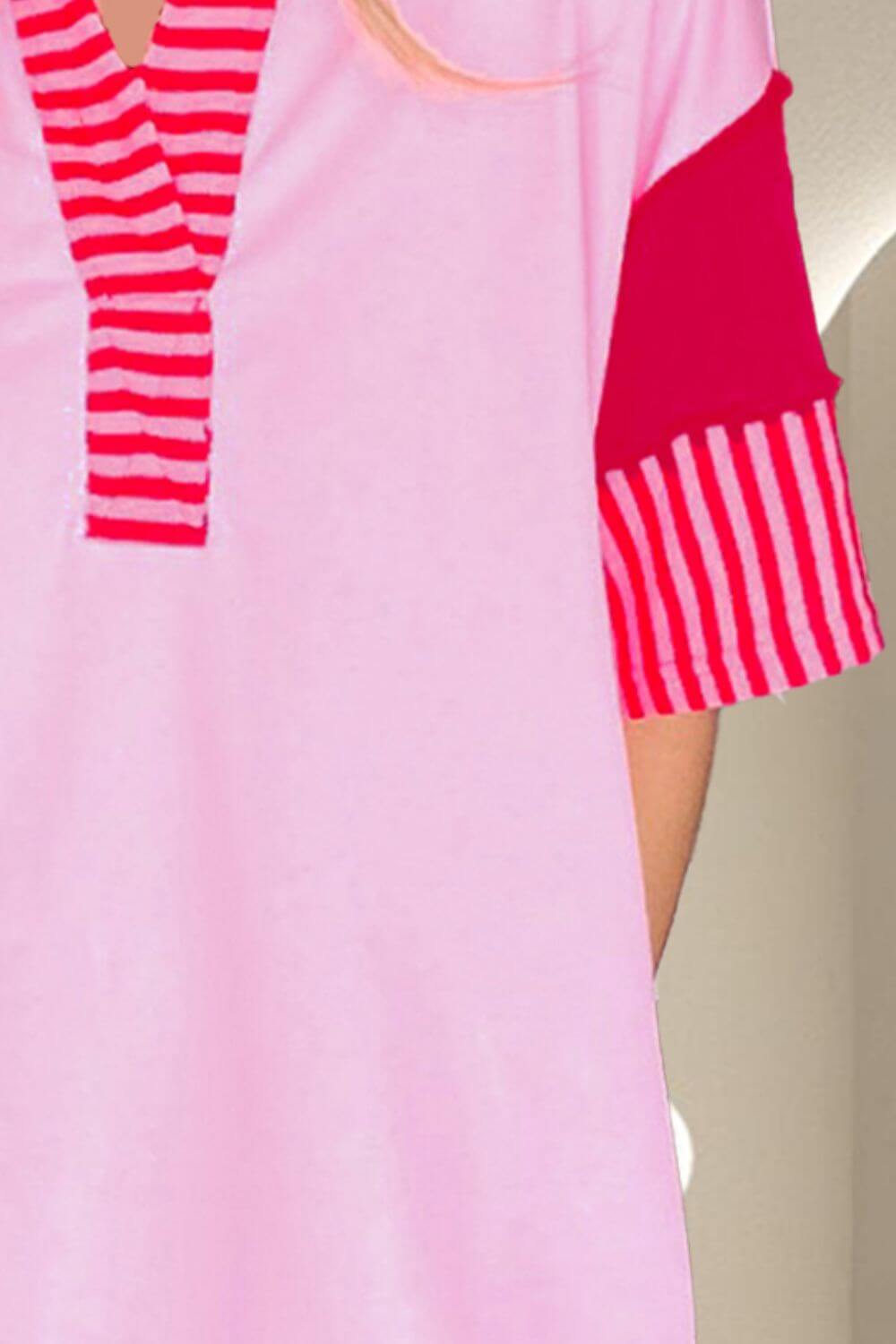 Color Block Johnny Collar Half Sleeve Dress - Loulou Boutique