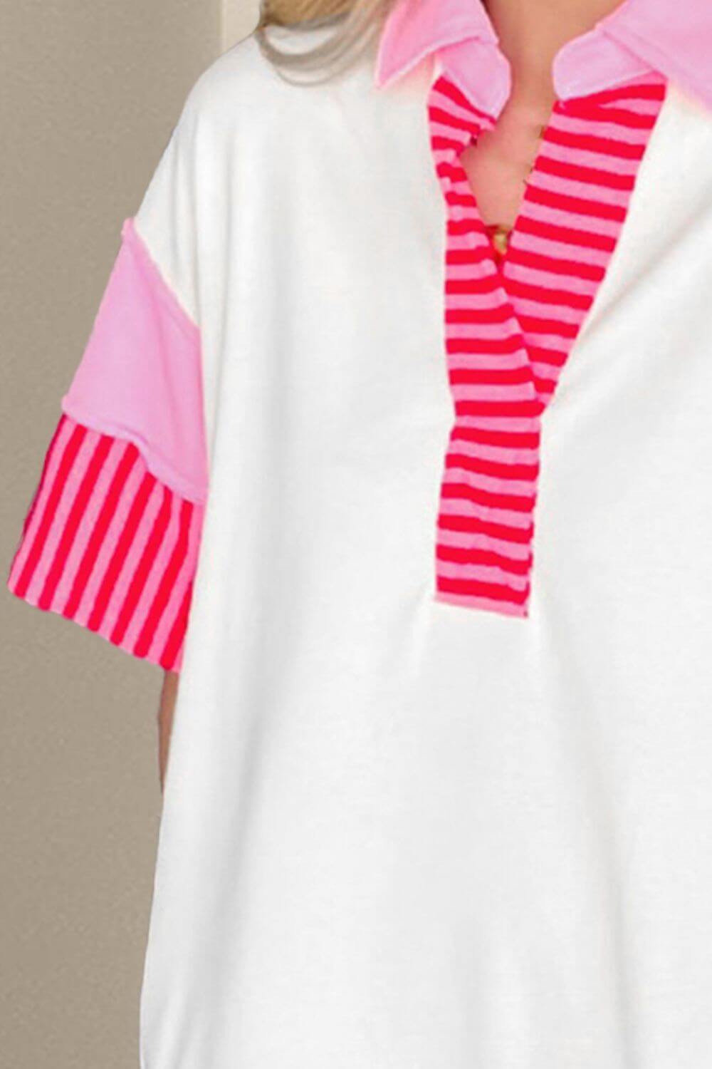 Color Block Johnny Collar Half Sleeve Dress - Loulou Boutique