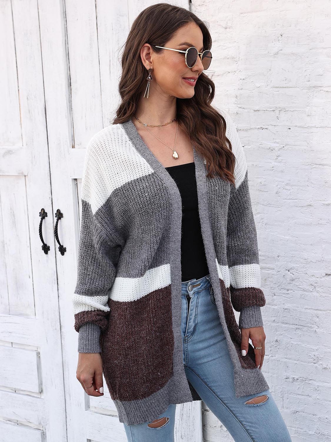 Color Block Open Front Cardigan - Loulou Boutique