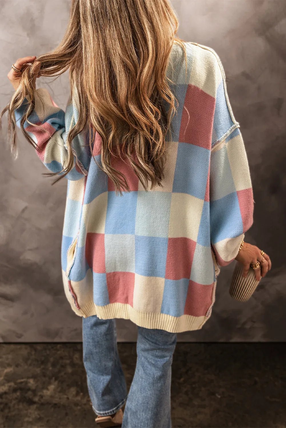 Color Block Open Front Long Sleeve Cardigan - Loulou Boutique
