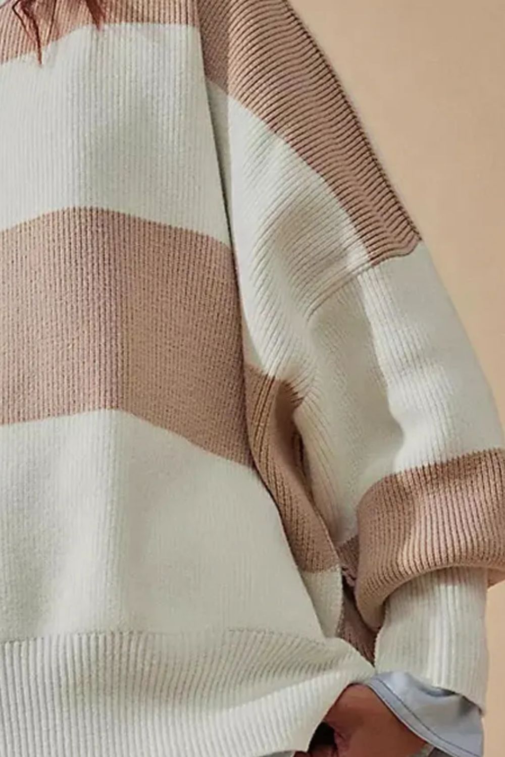 Color Block Round Neck Long Sleeve Sweater - Loulou Boutique