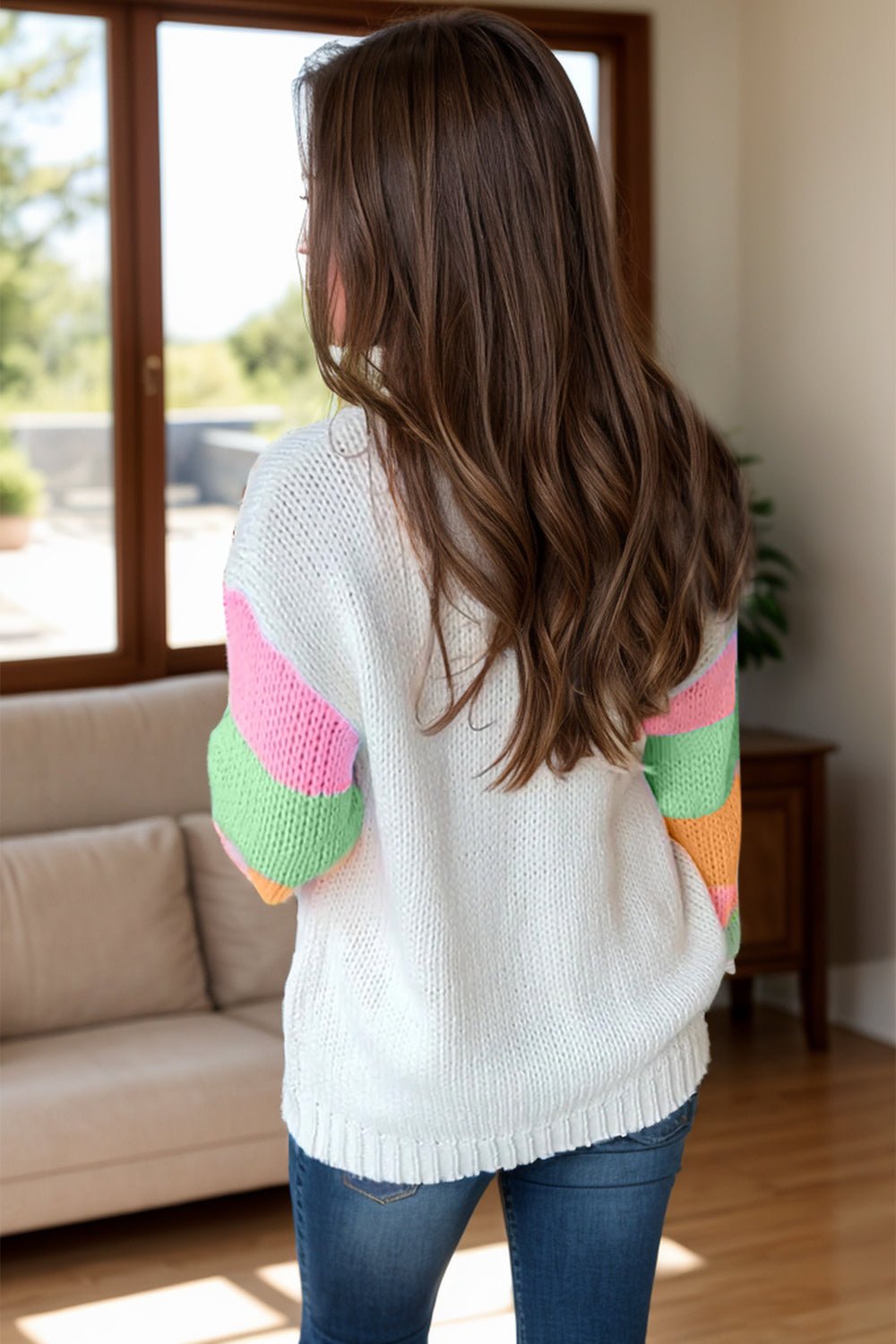 Color Block Round Neck Sweater - Loulou Boutique