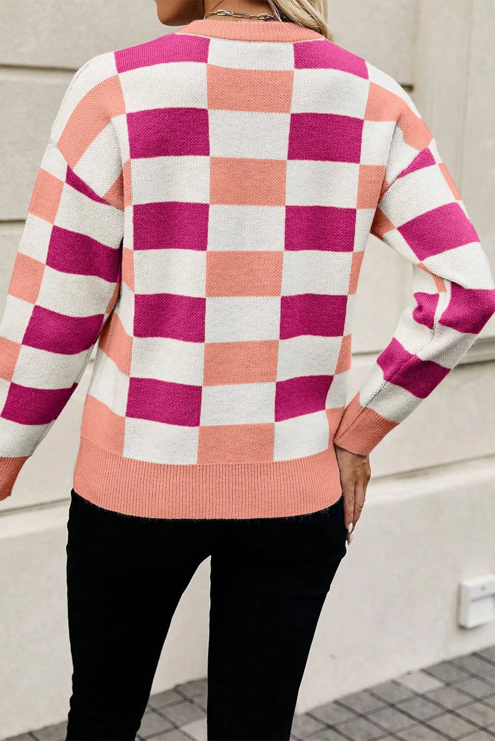 Color Block Round Neck Sweater - Loulou Boutique