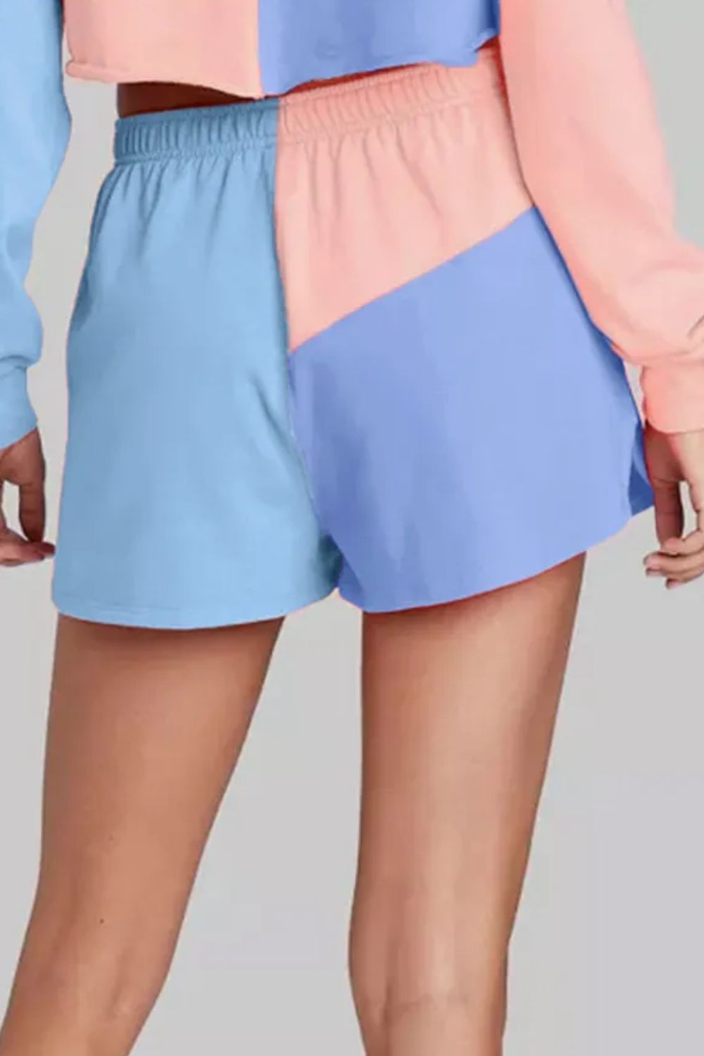 Color Block Round Neck Top and Shorts Set - Loulou Boutique
