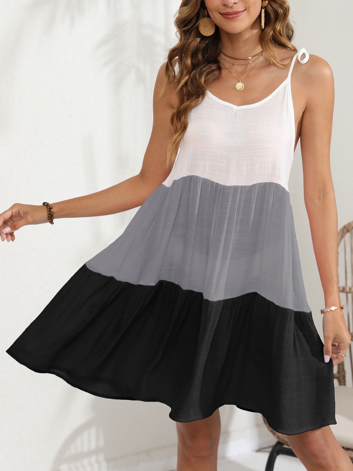 Color Block Spaghetti Strap Cover - Up Dress - Loulou Boutique