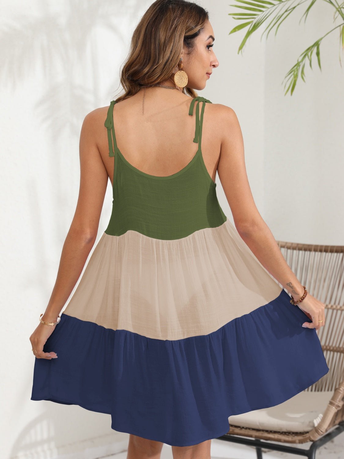 Color Block Spaghetti Strap Cover - Up Dress - Loulou Boutique