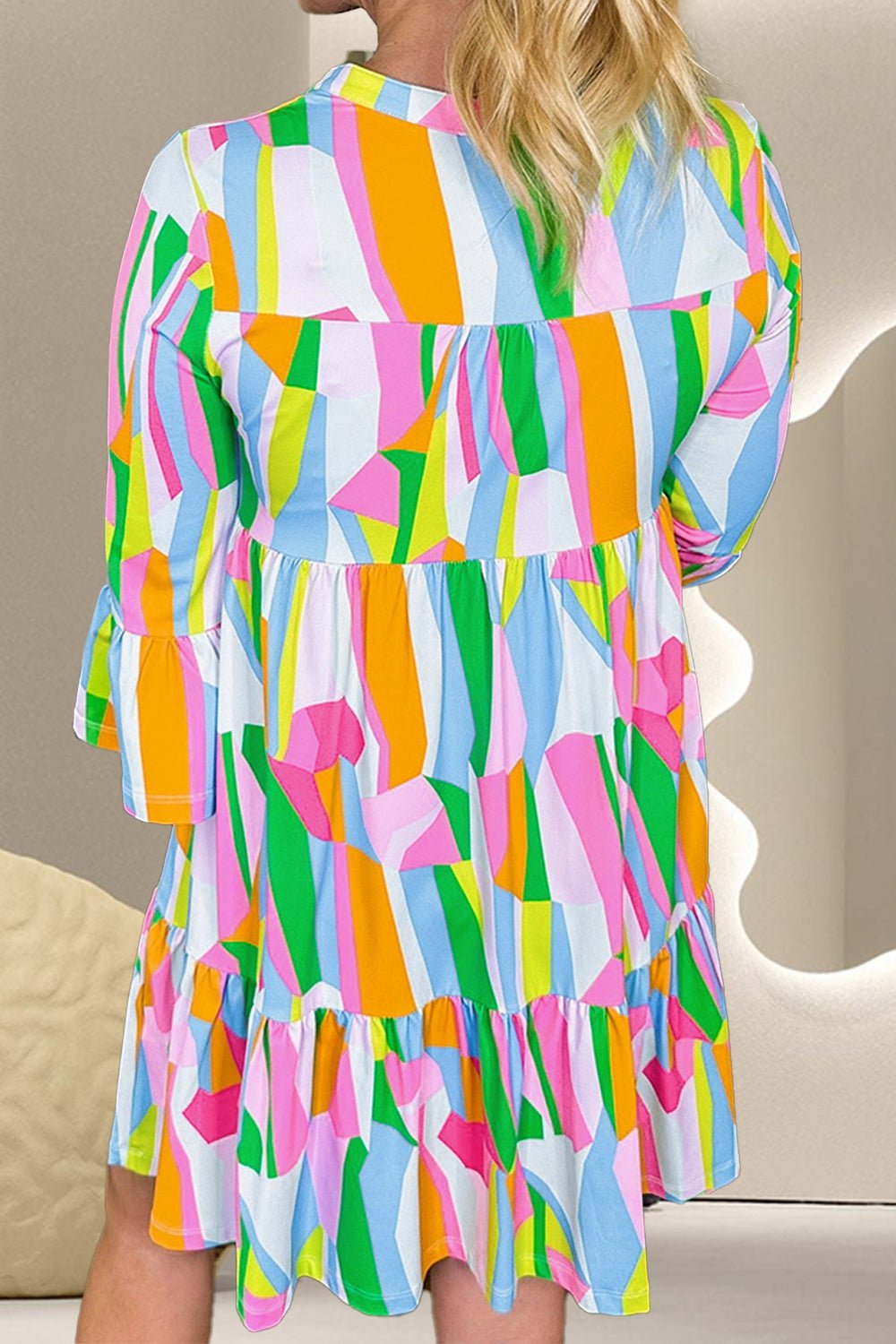 Color Block Three - Quarter Sleeve Mini Dress - Loulou Boutique