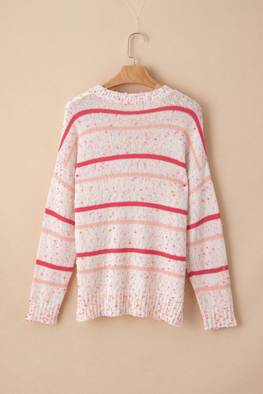Confetti Round Neck Dropped Shoulder Sweater - Loulou Boutique