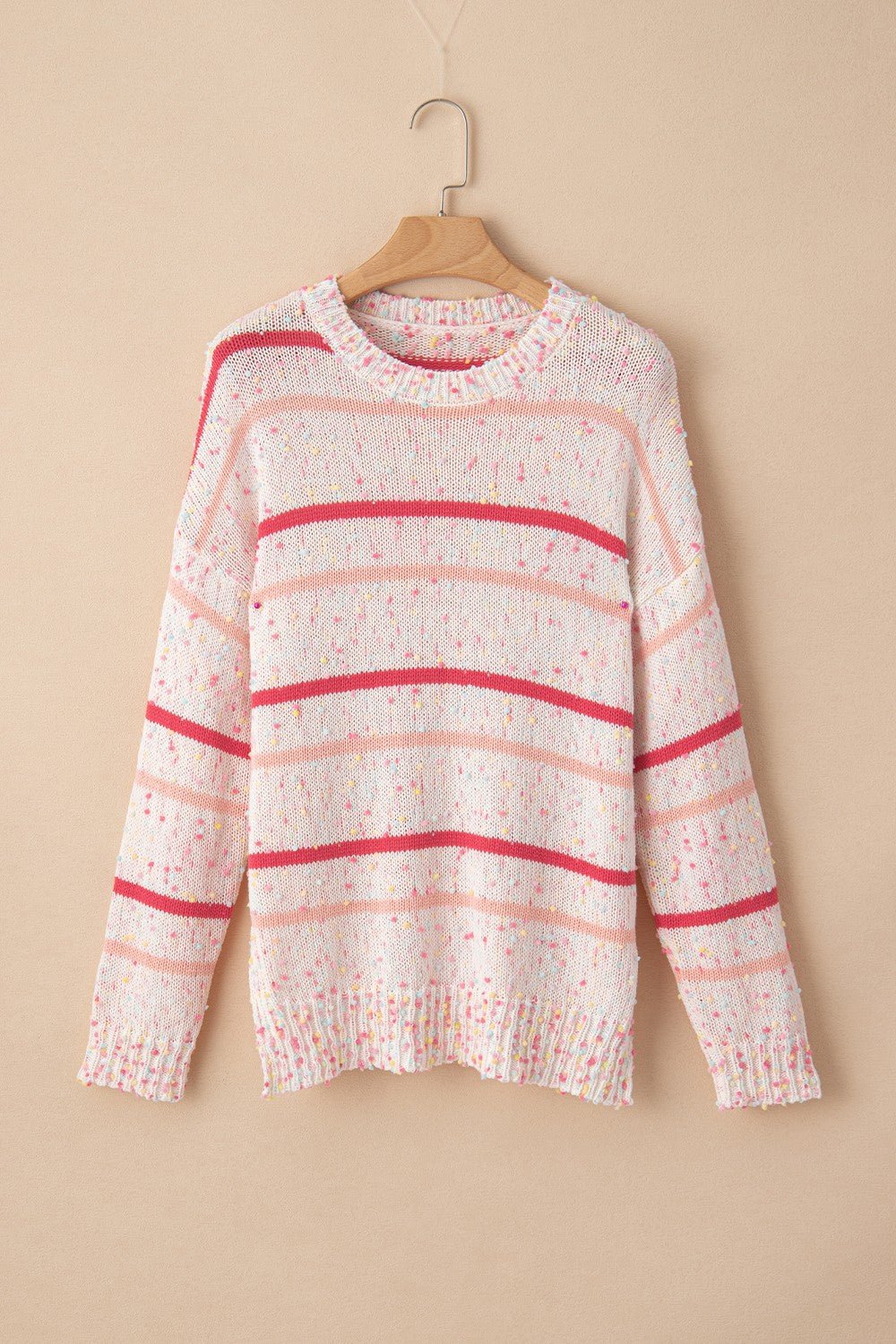 Confetti Round Neck Dropped Shoulder Sweater - Loulou Boutique