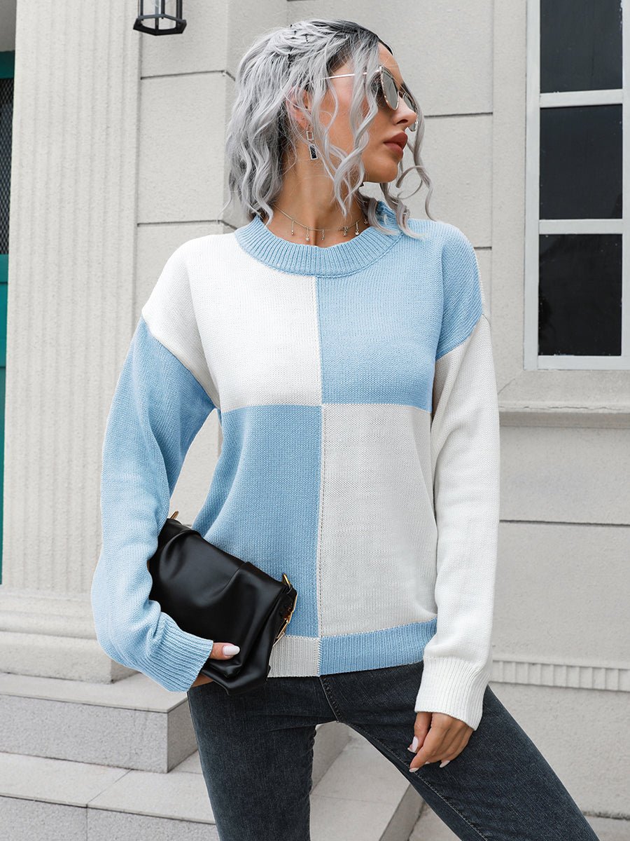 Contrast Drop Shoulder Sweater - Loulou Boutique